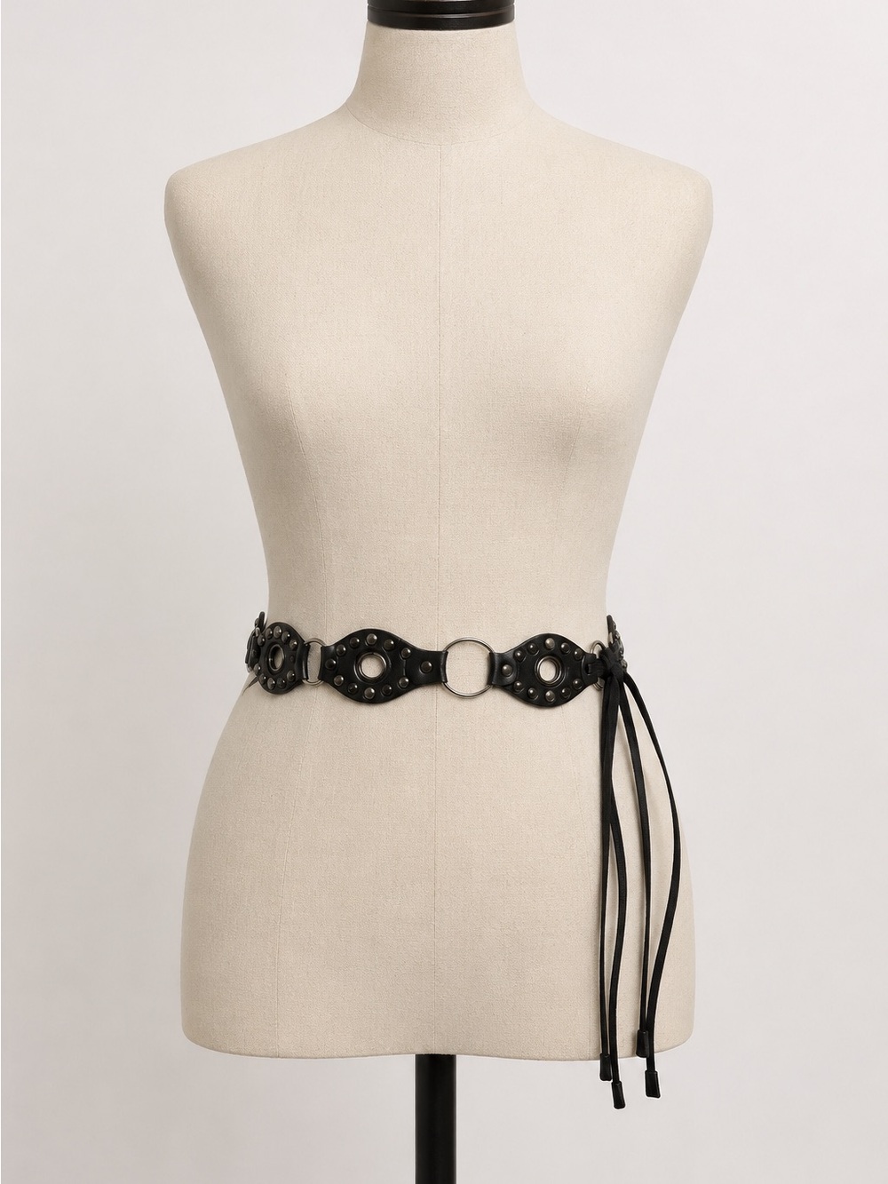 Urban Outfitters studded Black Eyelet Lace-Up Belt Sheep Leather sz M/L Western